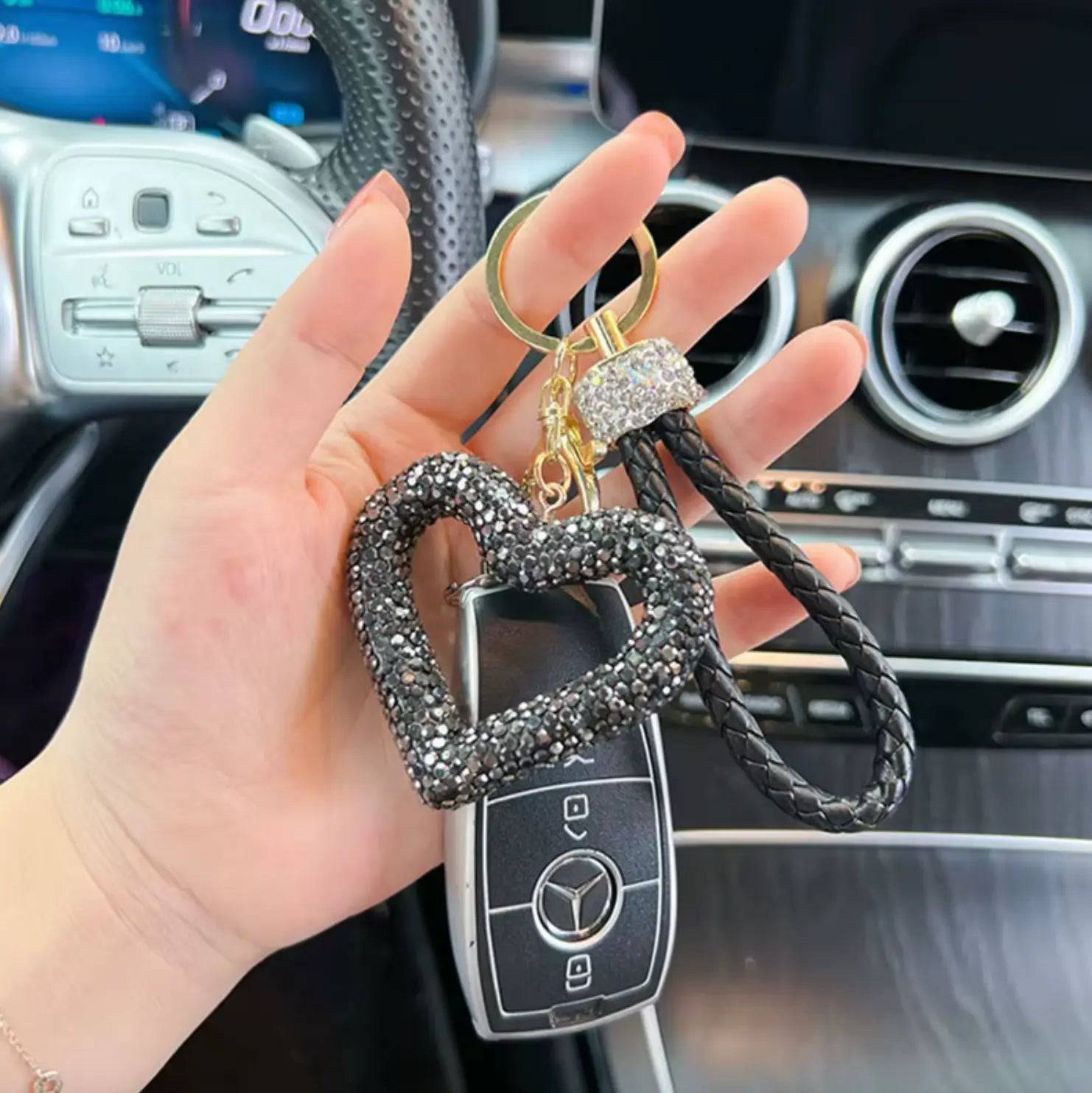 New Rhinestones Heart Keychains Pendant Accessories Cute Diamond Bling