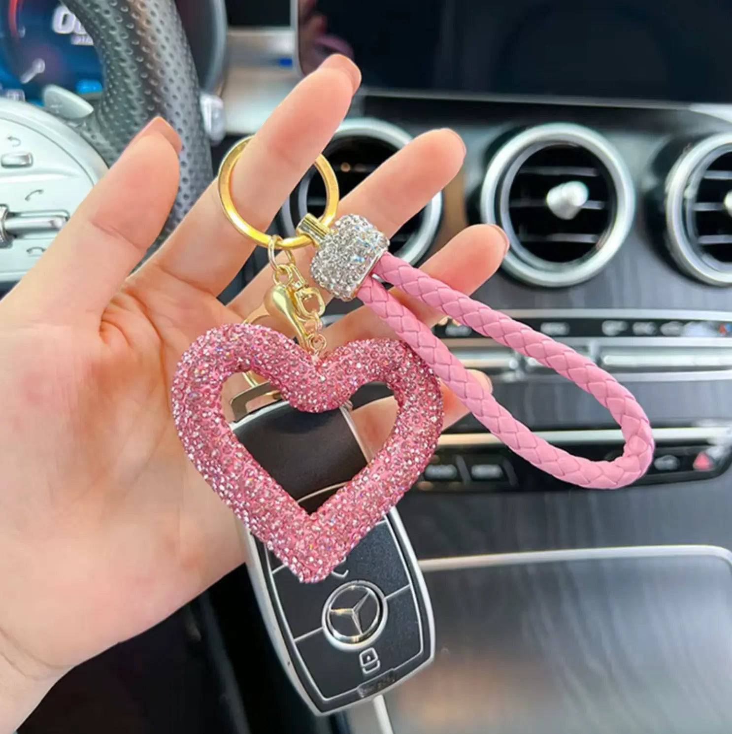 New Rhinestones Heart Keychains Pendant Accessories Cute Diamond Bling