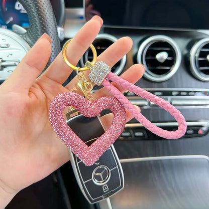 New Rhinestones Heart Keychains Pendant Accessories Cute Diamond Bling