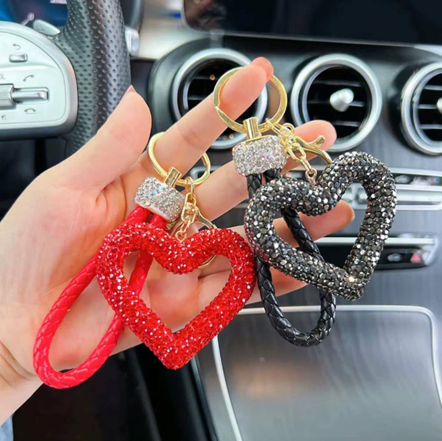 New Rhinestones Heart Keychains Pendant Accessories Cute Diamond Bling