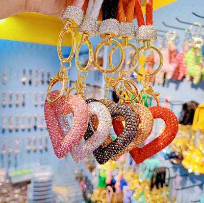New Rhinestones Heart Keychains Pendant Accessories Cute Diamond Bling