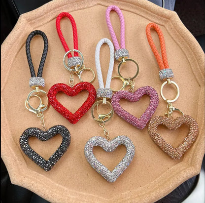 New Rhinestones Heart Keychains Pendant Accessories Cute Diamond Bling