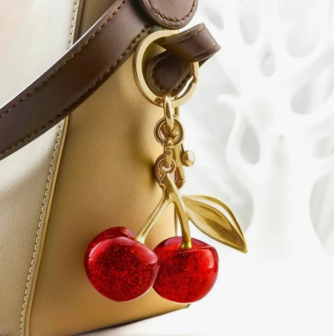 Sweet Red Cherry handbag charm Keychains Cherry Bag Charm Cute Cherry Charm Pendant for Handbag