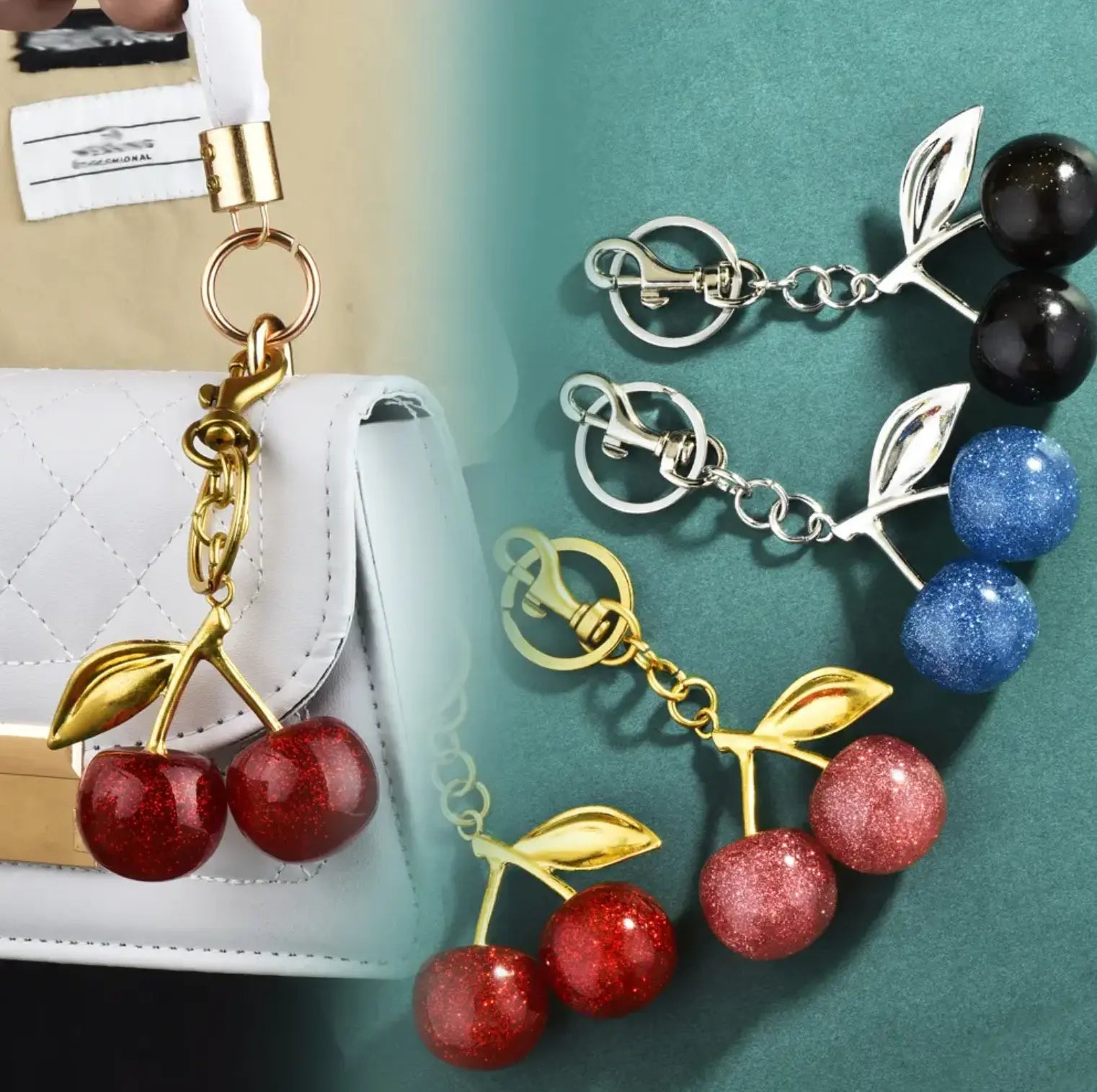 Sweet Red Cherry handbag charm Keychains Cherry Bag Charm Cute Cherry Charm Pendant for Handbag
