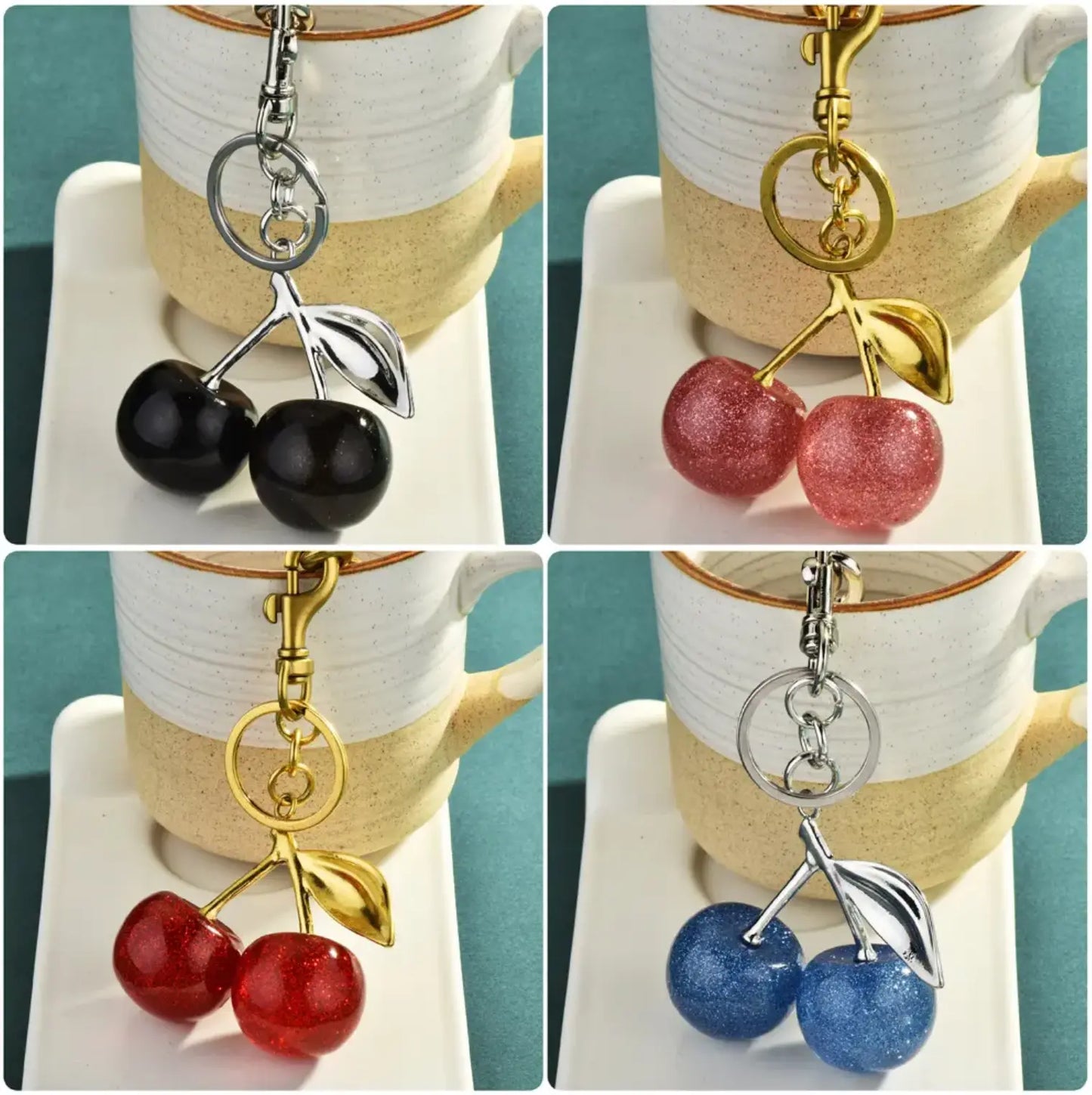 Sweet Red Cherry handbag charm Keychains Cherry Bag Charm Cute Cherry Charm Pendant for Handbag