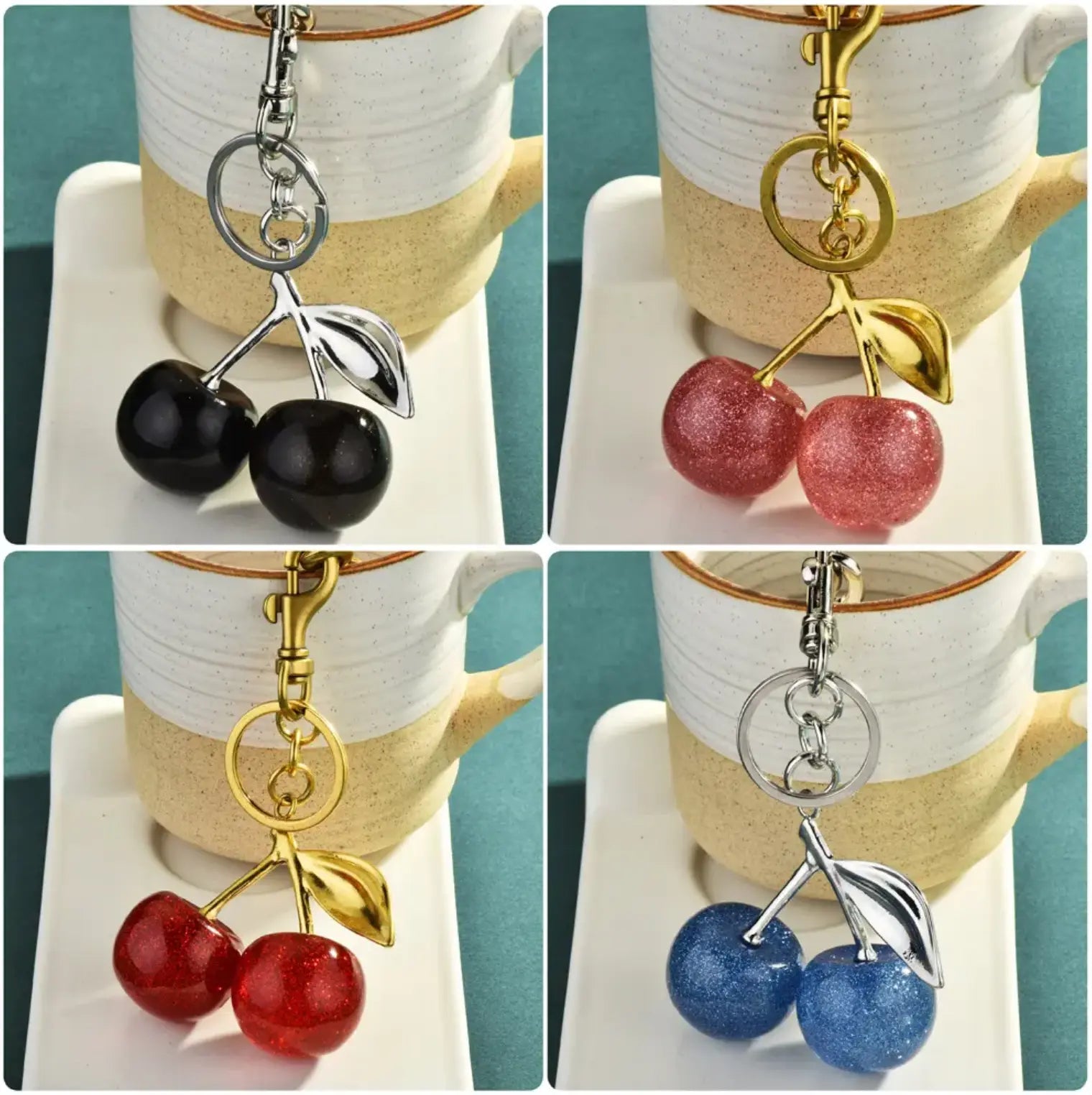 Sweet Red Cherry handbag charm Keychains Cherry Bag Charm Cute Cherry Charm Pendant for Handbag