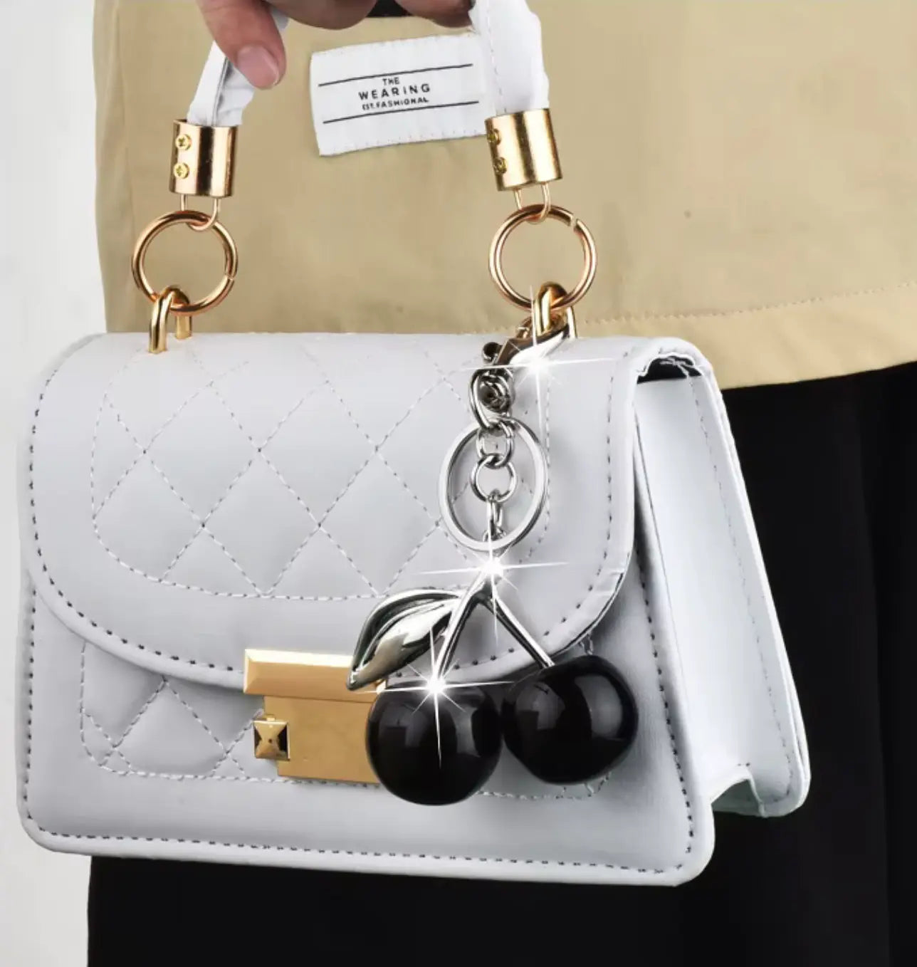 Sweet Red Cherry handbag charm Keychains Cherry Bag Charm Cute Cherry Charm Pendant for Handbag