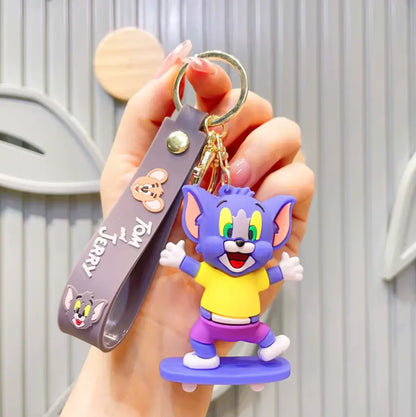 Cat and Mouse Skateboard Keychains Metal Alloy Light Pendant Car Bag Accessories