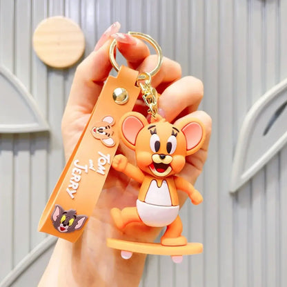 Cat and Mouse Skateboard Keychains Metal Alloy Light Pendant Car Bag Accessories