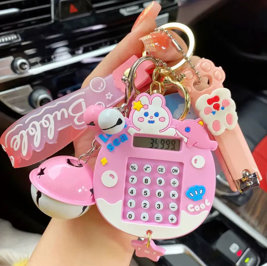 Lilangda Cute Cartoon Maze Doll Keychains Exquisite Backpack Rabbit Calculator