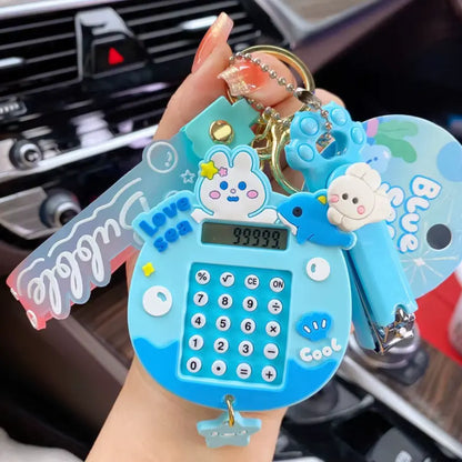 Lilangda Cute Cartoon Maze Doll Keychains Exquisite Backpack Rabbit Calculator