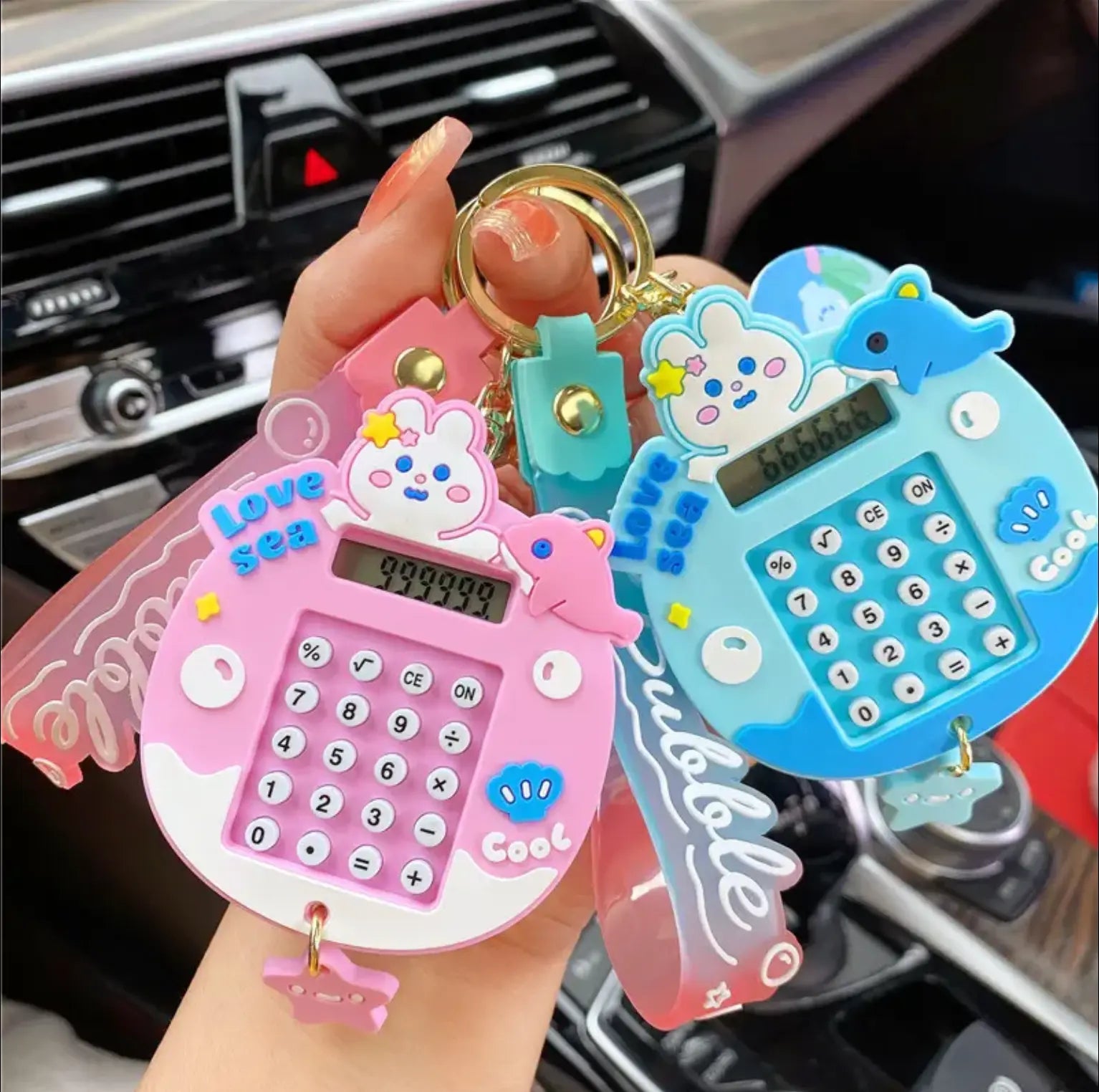 Lilangda Cute Cartoon Maze Doll Keychains Exquisite Backpack Rabbit Calculator