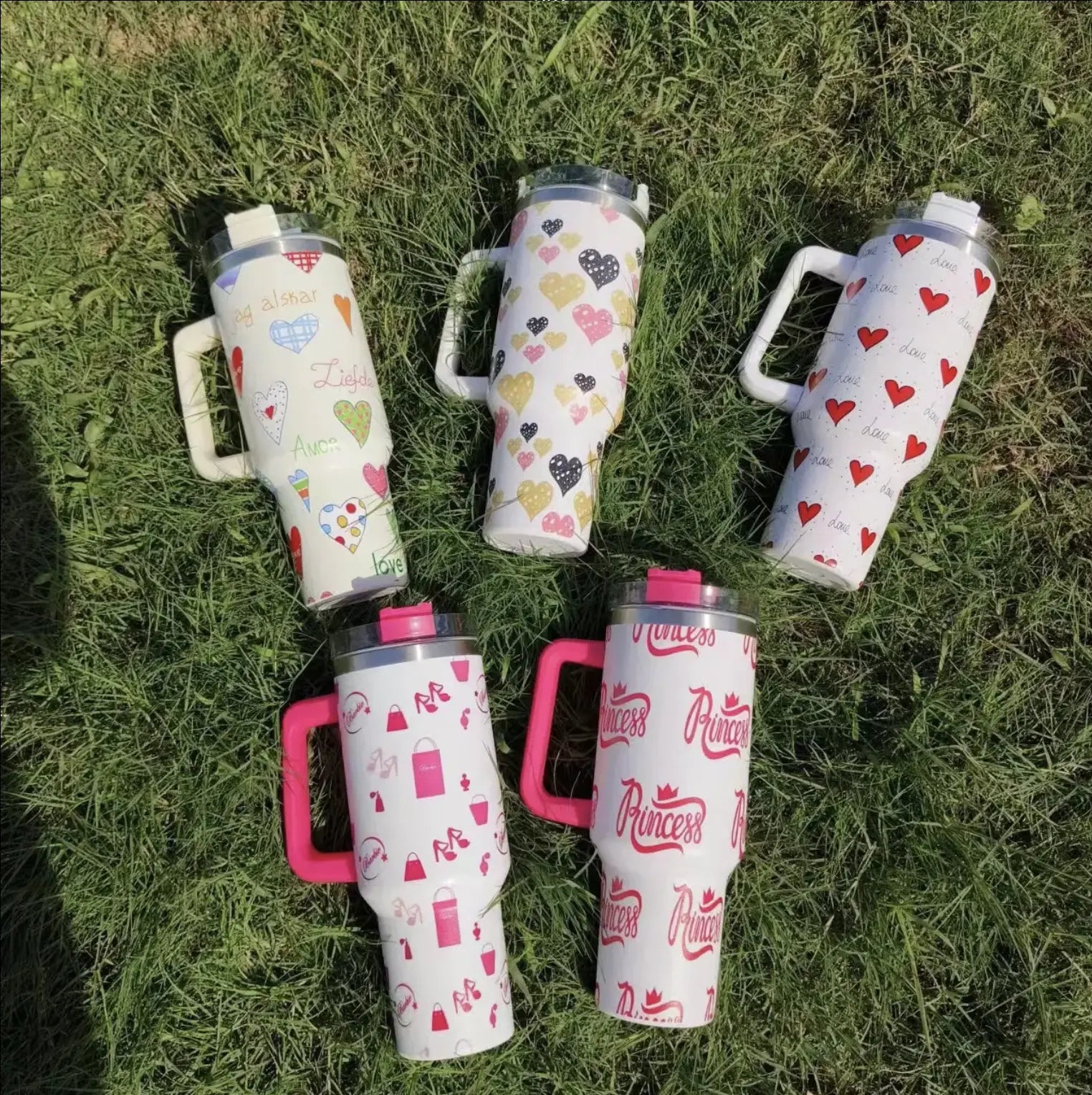 New 40 oz Tumbler with Handle and Straw, Tumbler with Lid and Straw, Insulated Stainless Steel