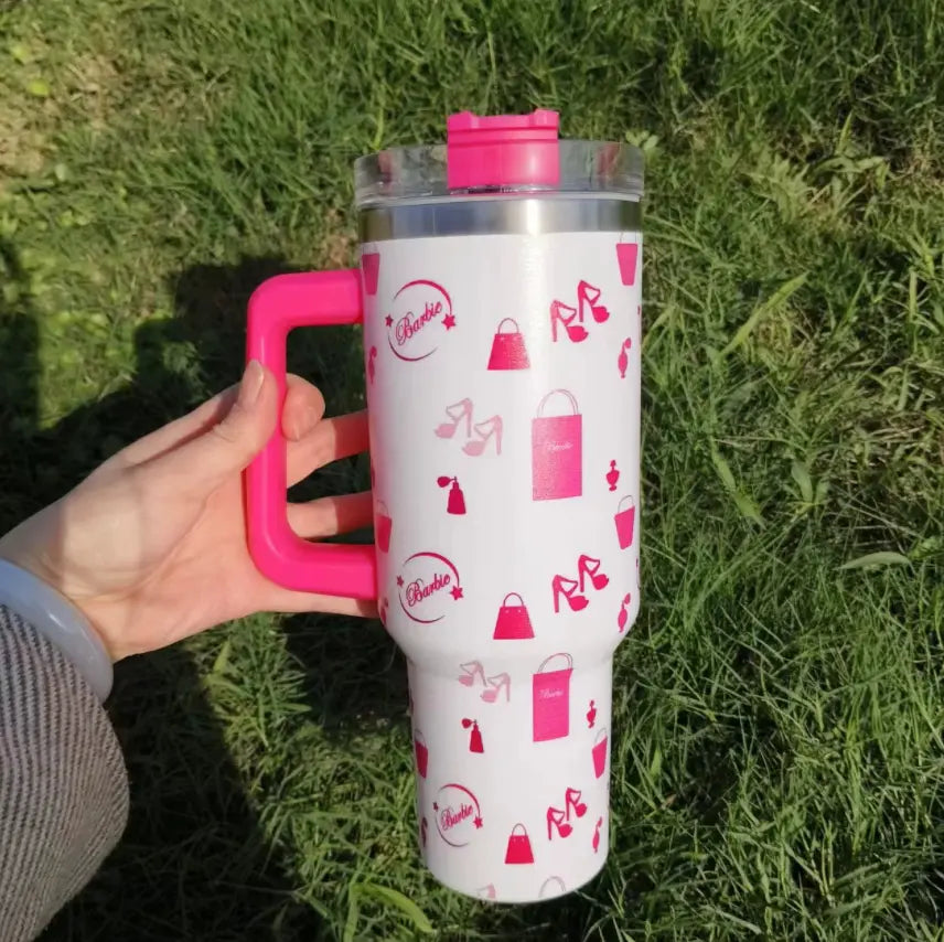 New 40 oz Tumbler with Handle and Straw, Tumbler with Lid and Straw, Insulated Stainless Steel