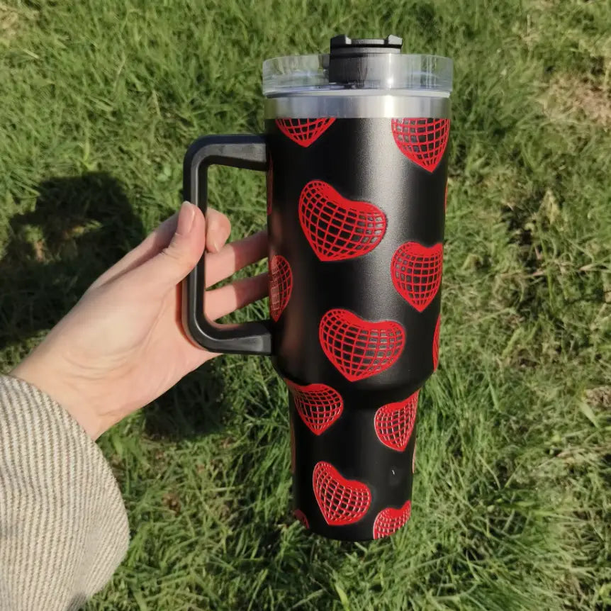 New 40 oz Tumbler with Handle and Straw, Tumbler with Lid and Straw, Insulated Stainless Steel