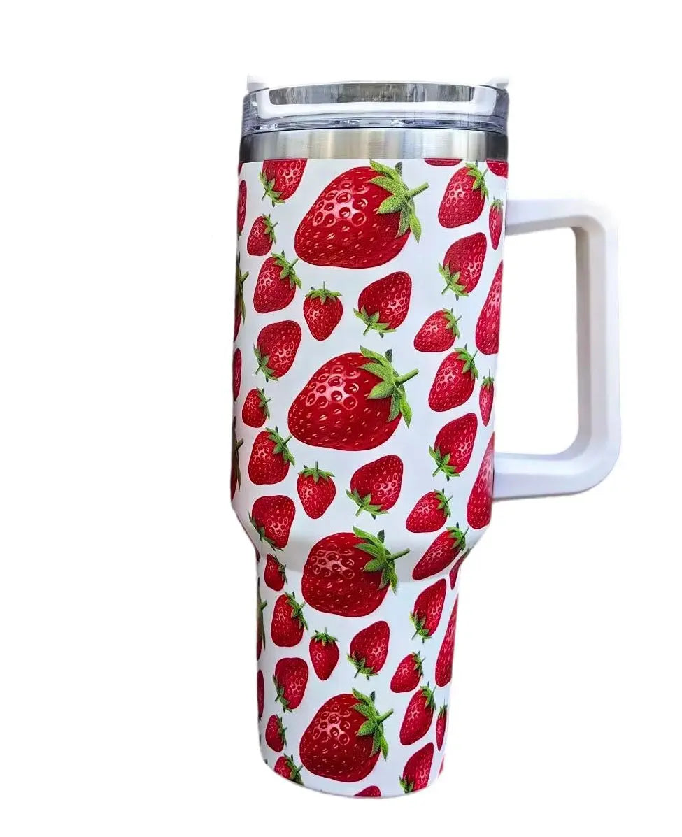 40 OZ Strawberry Tumbler with Handle - Fendiz
