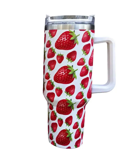 40 OZ Strawberry Tumbler with Handle - Fendiz