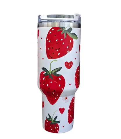 40 OZ Strawberry Tumbler with Handle - Fendiz