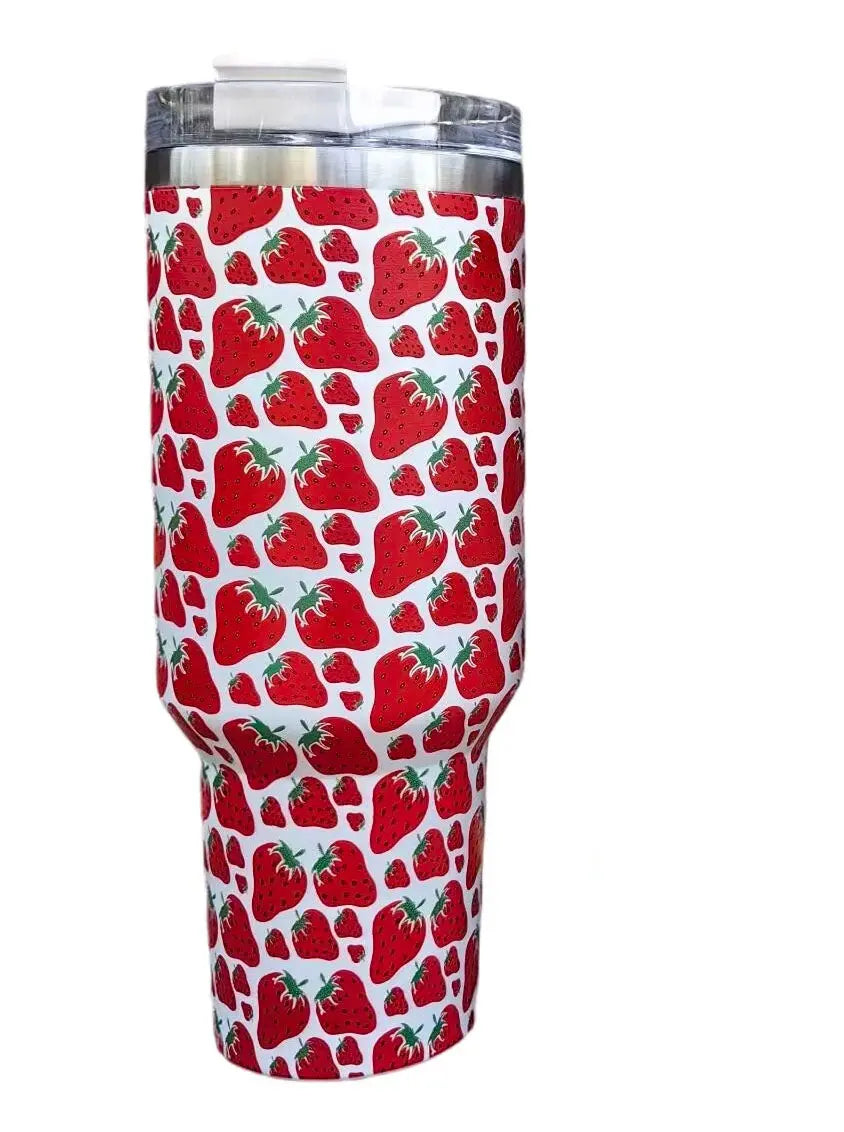 40 OZ Strawberry Tumbler with Handle - Fendiz
