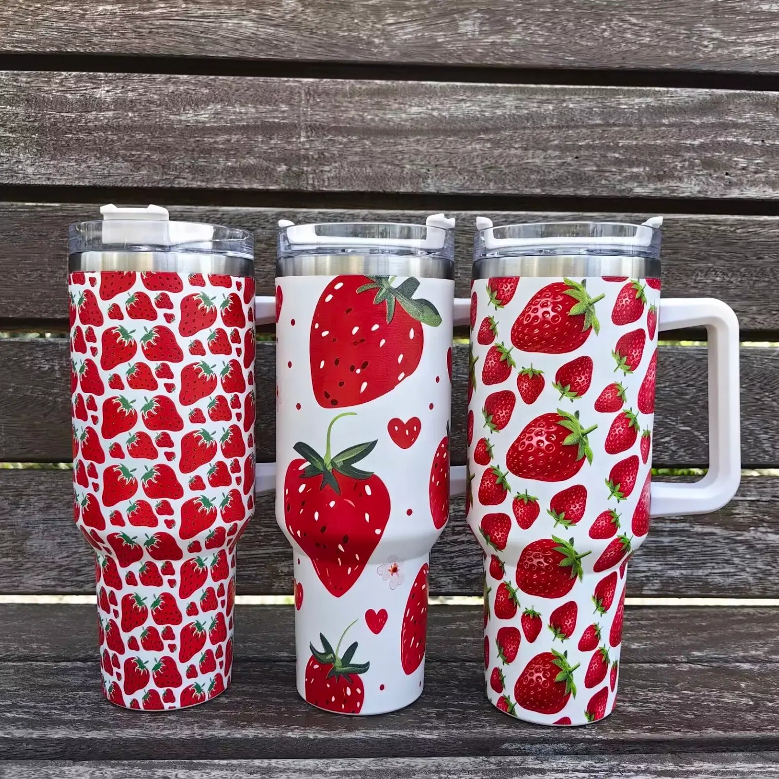 40 OZ Strawberry Tumbler with Handle - Fendiz