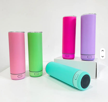 New Fendiz Music Speaker Mug Tumbler with Straw and Lid, 20oz Sublimation Skinny Stainless Steel Double Wall Tumbler