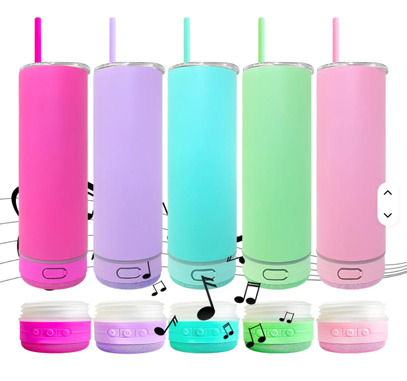 New Fendiz Music Speaker Mug Tumbler with Straw and Lid, 20oz Sublimation Skinny Stainless Steel Double Wall Tumbler