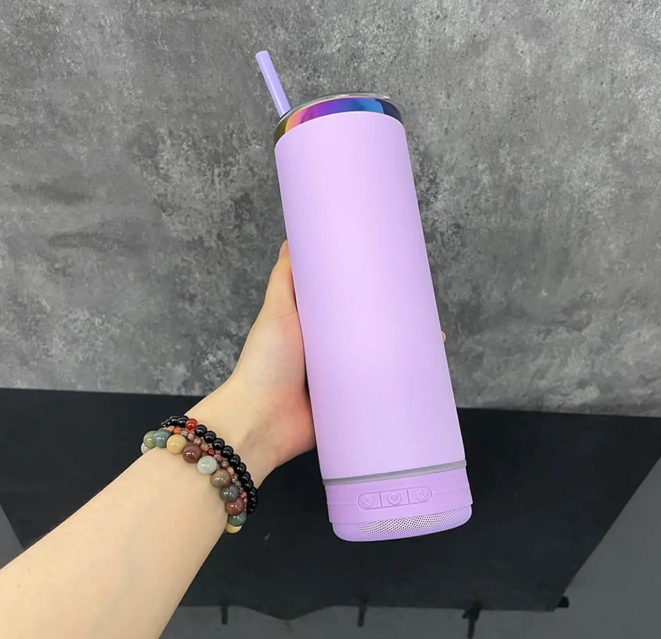 New Fendiz Music Speaker Mug Tumbler with Straw and Lid, 20oz Sublimation Skinny Stainless Steel Double Wall Tumbler