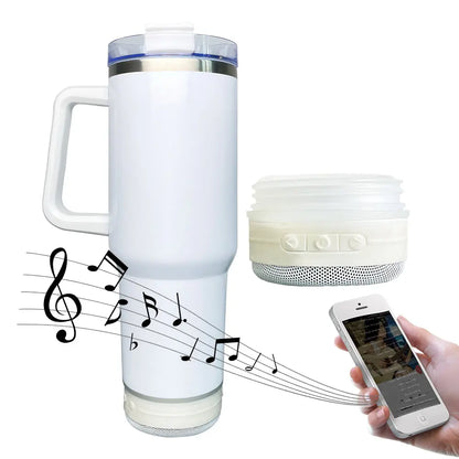 New Fendiz Tumbler Sublimation Double 40 Oz Bluetooth with 5W Stereo Speaker, LED Light Base, Vacuum Insulated