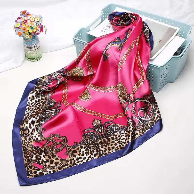 Soft Printed Square Scarf Stain Silk Neckerchief Leopard Large Silky Bandanas Scarves 35"X 35"