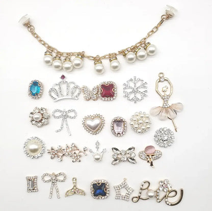 Accessories for Shoes 24 Pcs Bling Clog Diamond Jewelry Shoe Decorations Chains Accessories for Shoe Decorations Shoe Charms