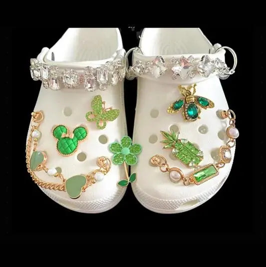 Fendiz Green Shoe Charms Designer Jewels Pretty Cute Chains Decorations Accessories