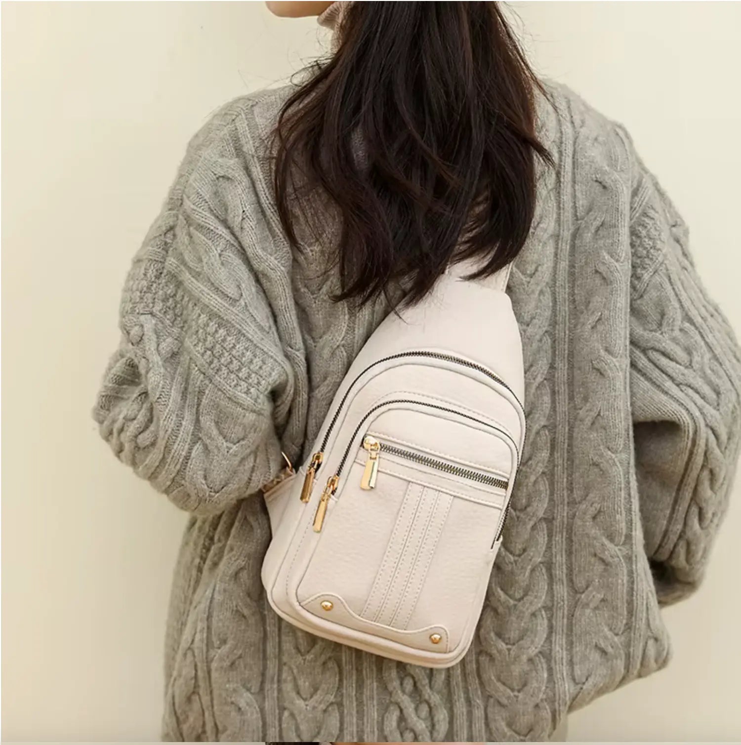 Fendiz Ladies Sling Bag Vegan Leather Waterproof Ladies Sling Crossbody, Chest Bag.