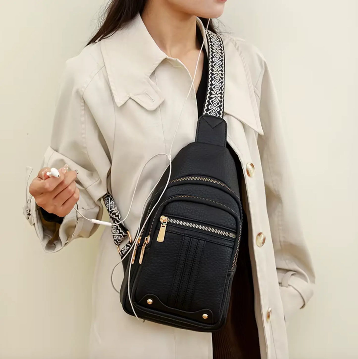 Fendiz Ladies Sling Bag Vegan Leather Waterproof Ladies Sling Crossbody, Chest Bag.