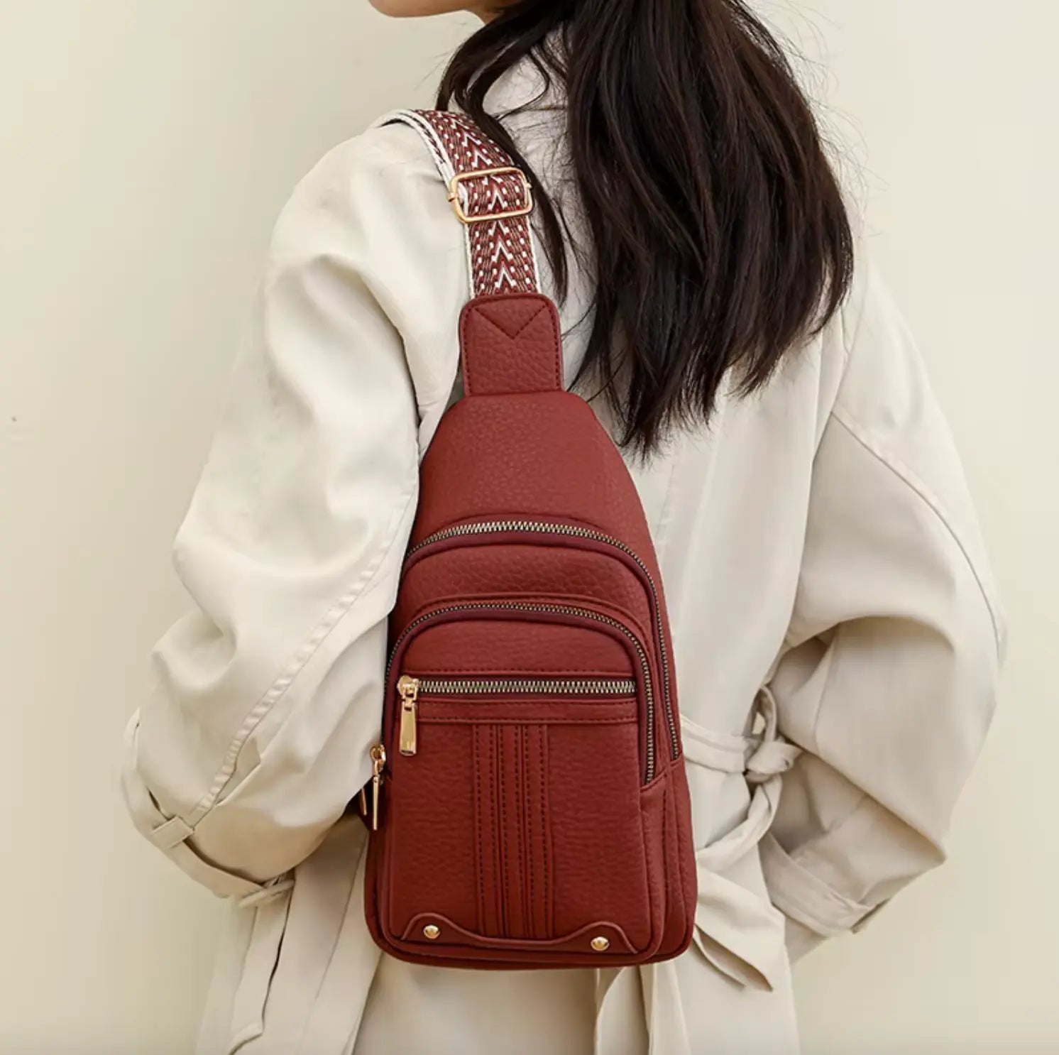 Fendiz Ladies Sling Bag Vegan Leather Waterproof Ladies Sling Crossbody, Chest Bag.