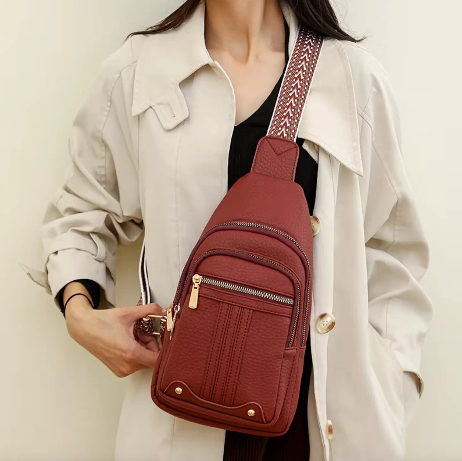 Fendiz Ladies Sling Bag Vegan Leather Waterproof Ladies Sling Crossbody, Chest Bag.