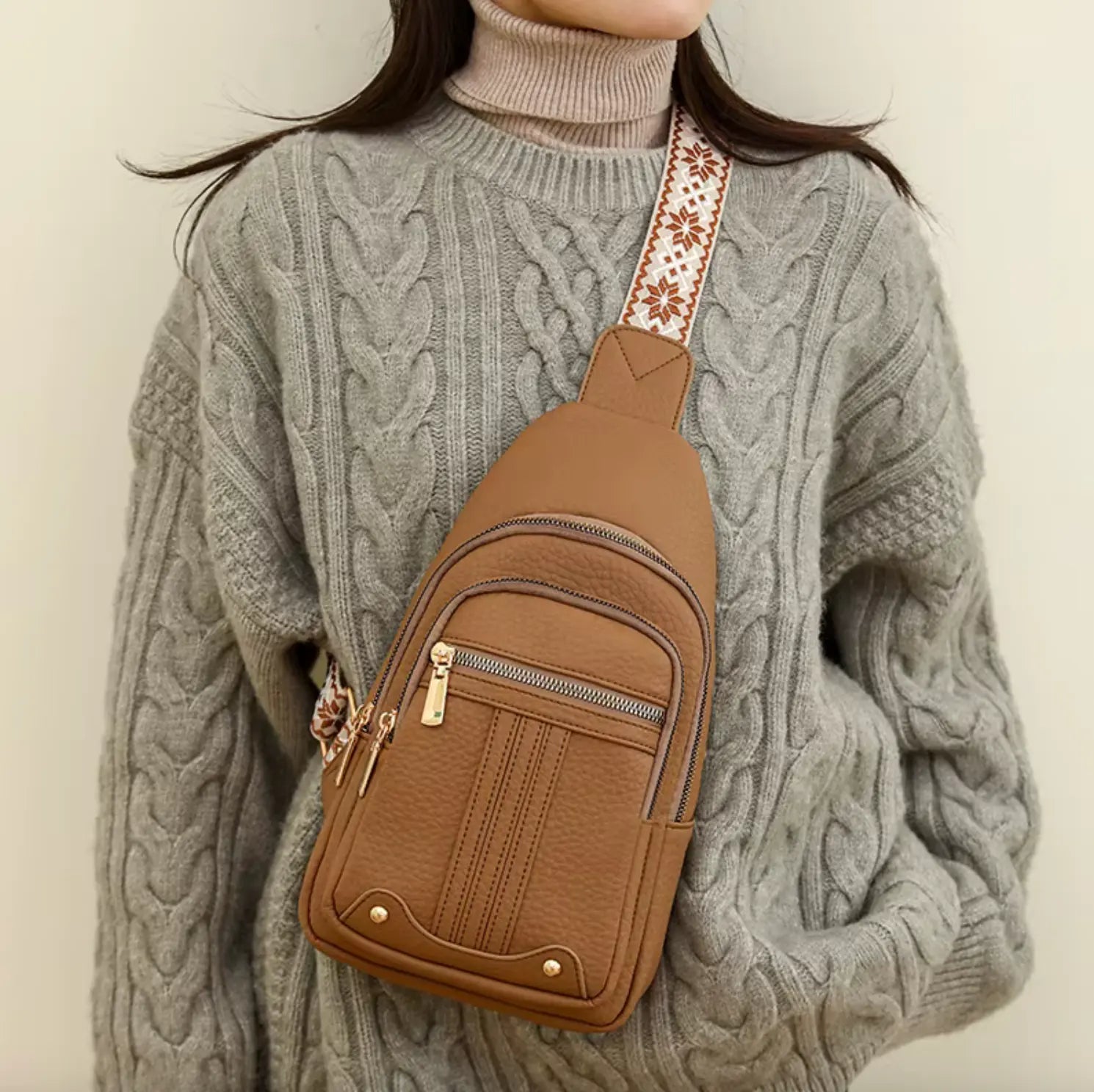 Fendiz Ladies Sling Bag Vegan Leather Waterproof Ladies Sling Crossbody, Chest Bag.