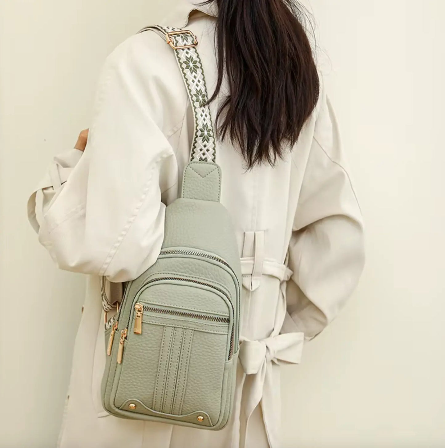 Fendiz Ladies Sling Bag Vegan Leather Waterproof Ladies Sling Crossbody, Chest Bag.