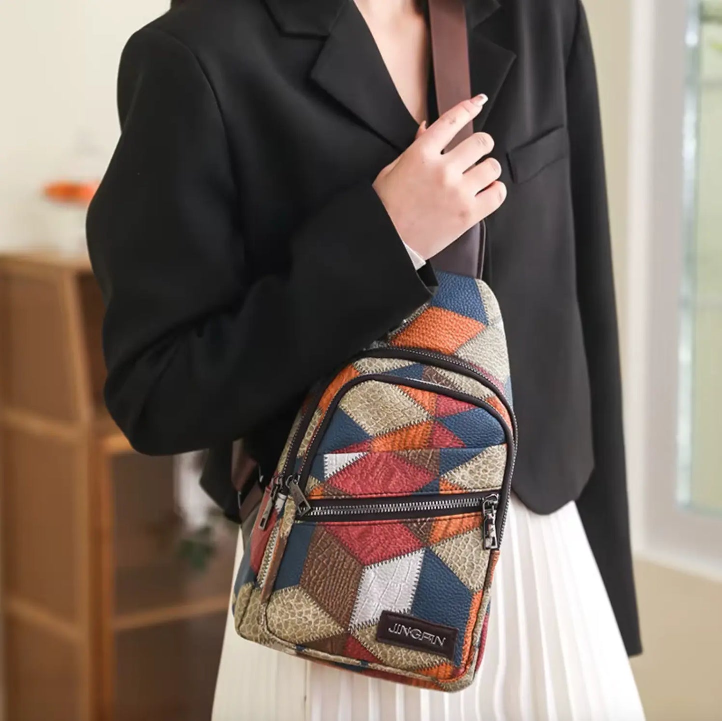 Trendy Casual Shoulder Bag Outdoor Multi-function PU Leather Waterproof Waist Packs Mobile Phone