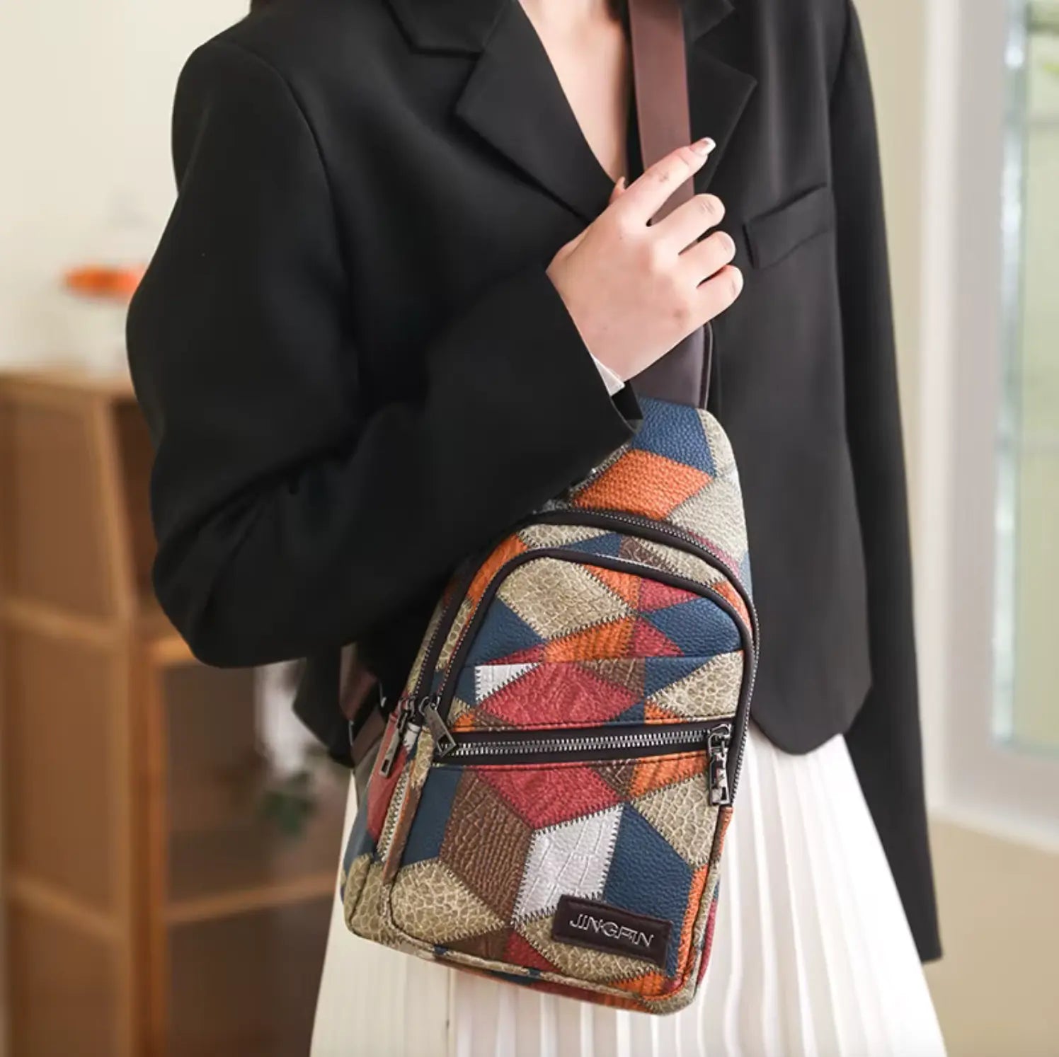 Trendy Casual Shoulder Bag Outdoor Multi-function PU Leather Waterproof Waist Packs Mobile Phone