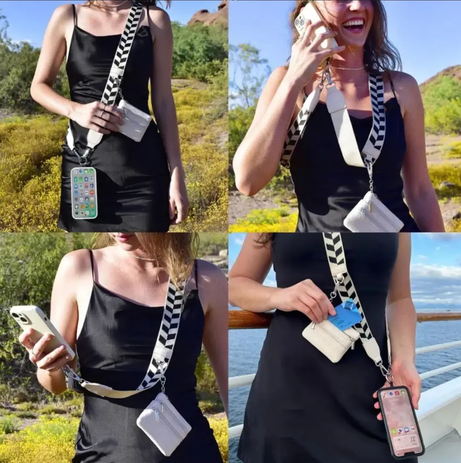 New Cross Body Phone String with Zipper Wallet Pouch – Phone Chain Purse Badge Holder