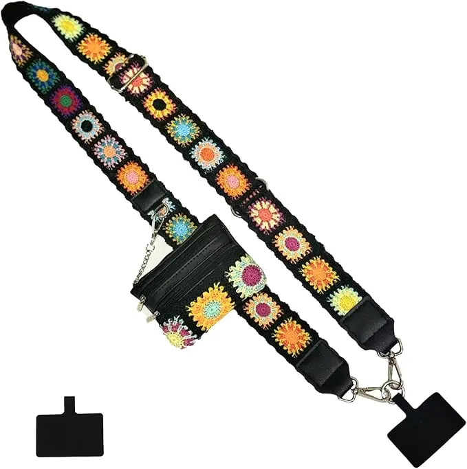 New Cross Body Phone String with Zipper Wallet Pouch – Phone Chain Purse Badge Holder