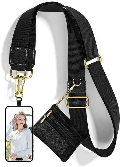New Cross Body Phone String with Zipper Wallet Pouch – Phone Chain Purse Badge Holder