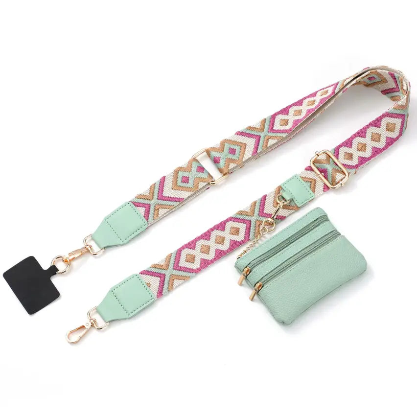 New Cross Body Phone String with Zipper Wallet Pouch – Phone Chain Purse Badge Holder