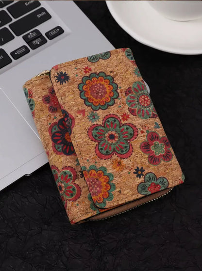 Vintage Cross-Border Bohemian Purse PU Clutch with Multiple Card Slots and Wood Grain Zipper