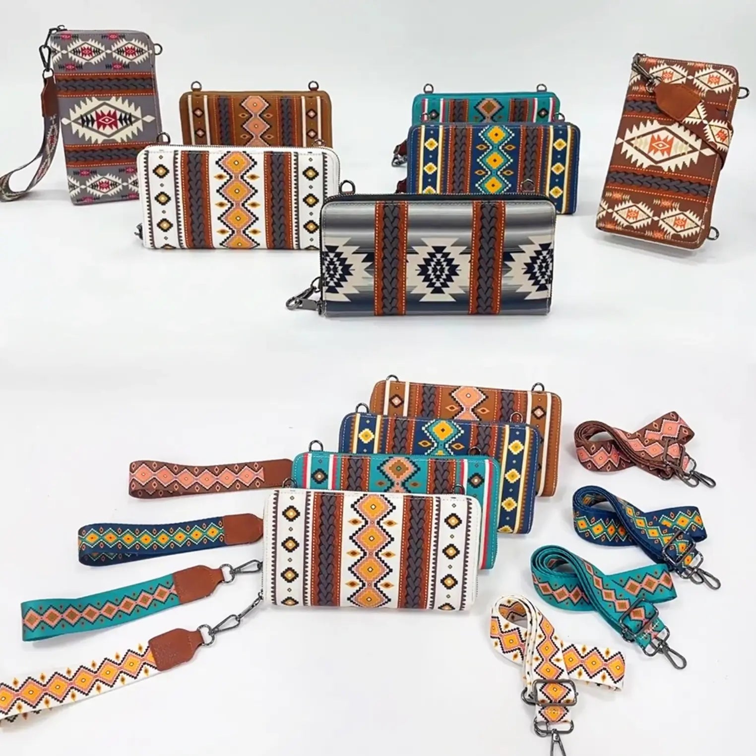 Fendiz Bohemian Style Retro Zipper Canvas Clutch for Women Purse Crossbody Waterproof Wallet