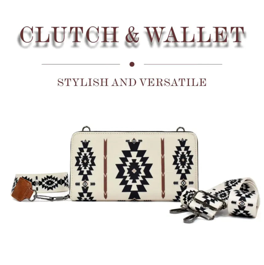 Fendiz Bohemian Style Retro Zipper Canvas Clutch for Women Purse Crossbody Waterproof Wallet