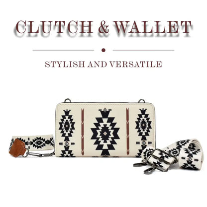 Fendiz Bohemian Style Retro Zipper Canvas Clutch for Women Purse Crossbody Waterproof Wallet