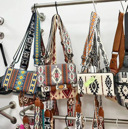 Fendiz Bohemian Style Retro Zipper Canvas Clutch for Women Purse Crossbody Waterproof Wallet