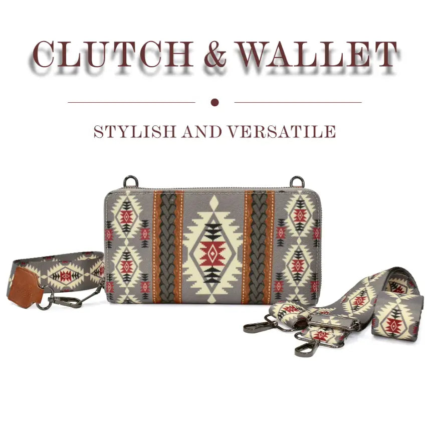 Fendiz Bohemian Style Retro Zipper Canvas Clutch for Women Purse Crossbody Waterproof Wallet