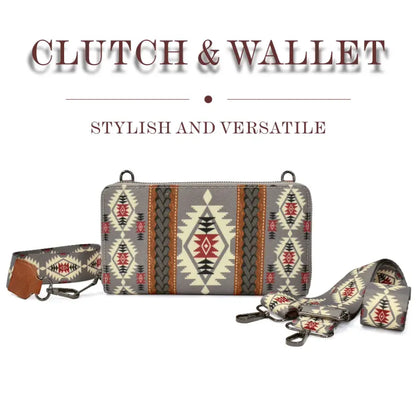 Fendiz Bohemian Style Retro Zipper Canvas Clutch for Women Purse Crossbody Waterproof Wallet